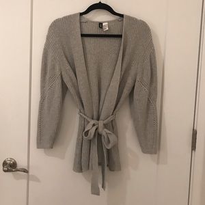 H&M Gray Tie Waist Cardigan- Medium